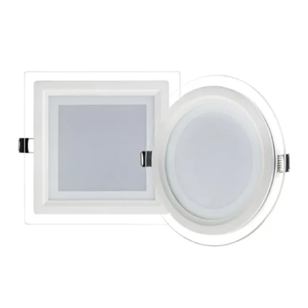 Spot LED SMD en verre encastrable 6W carre 100mm Lumière blanche 6500K