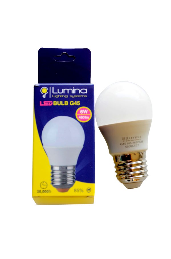 Lampe sphérique LED G45 base E27 6W Lumière Jaune (3000k)