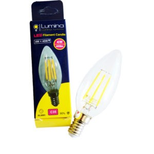 Lampe flamme LED filament C35 base E14 4W Lumière Jaune ( 3000k )