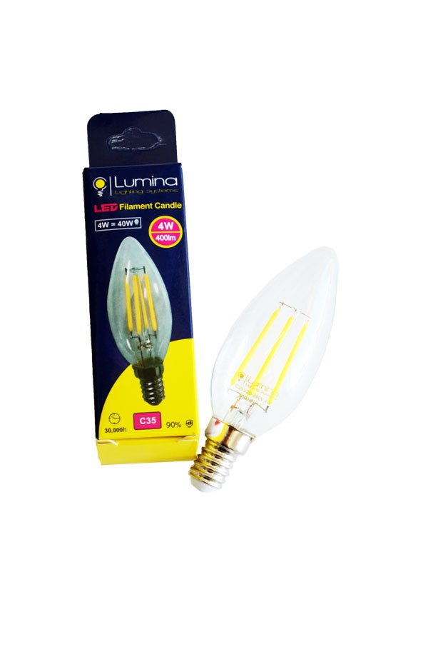 Lampe flamme LED filament C35 base E14 4W Lumière Jaune ( 3000k )
