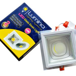 Spot LED COB en verre encastrable 10W carre 160mm Lumière blanche (6500k)