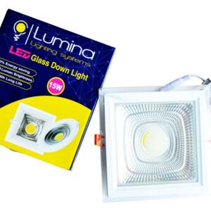 Spot LED COB en verre encastrable 15W carre 200mm Lumière blanche (6500k)