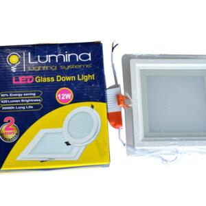 Spot LED SMD en verre encastrable 12W carre 160mm Lumière blanche (6500k)