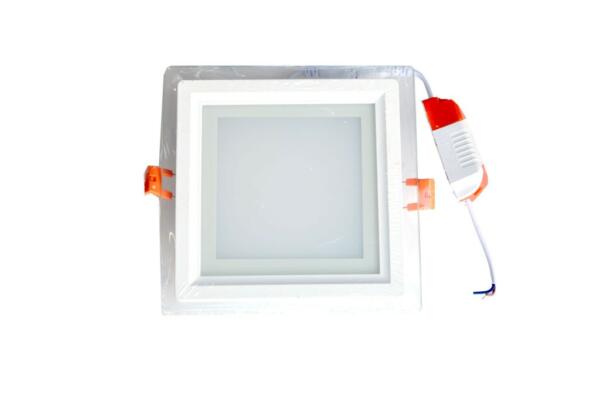 Spot LED SMD en verre encastrable 12W carre 160mm Lumière blanche (6500k)