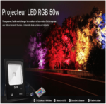 Projecteur LED RGB Multi couleurs 50W avec commande