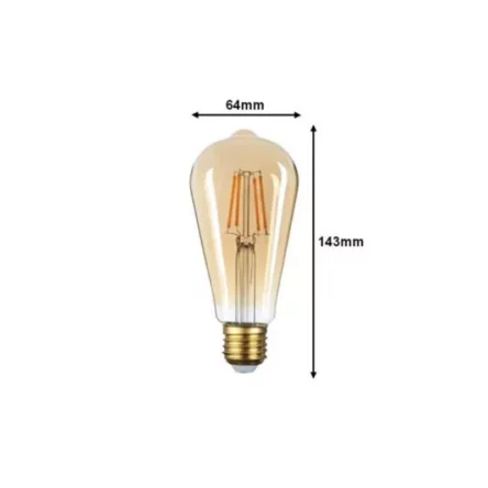 Lampe filament ST64 base E27 4W Lumière Jaune (3000k)