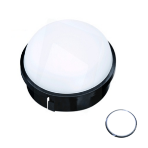 Applique murale plafond LED rond noir IP54 20W Lumière blanche (7000k)