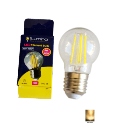 Lampe sphérique LED  filament G45 base E27 4W Lumière Jaune (3000k)
