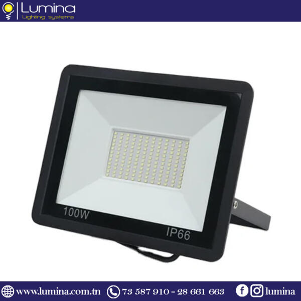 Projecteur Led slim SMD 100W noir Lumière blanche 6500k LFL155-100W