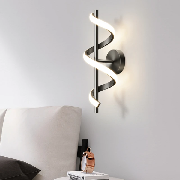 Applique murale Led moderne noir spirale HX002B