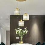 Lustre Moderne E27 suspendu en verre transparent A008-3