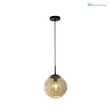 Suspension E27 avec boule en verre marron fumé B090B