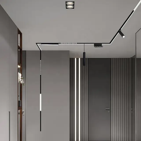 Rail Magnétique Led noir apparent 1mètre 48V