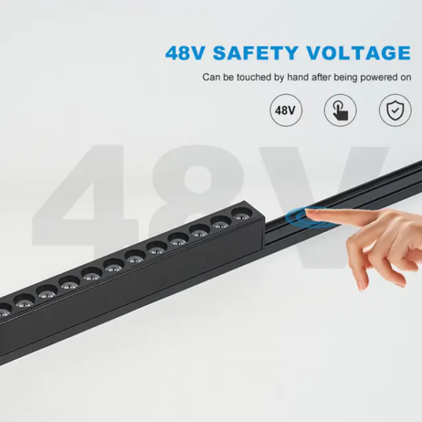 Rail Magnétique Led noir apparent 1mètre 48V