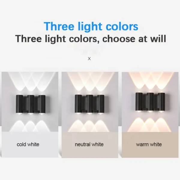 Applique Mural LED Double Faisceau 6*2W IP65 Aluminium 3000K