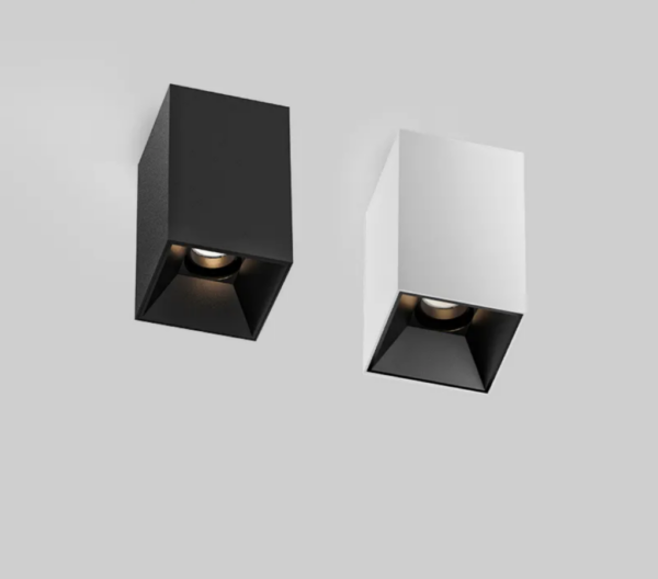 SPOT CARRE APPARENT POLYCARBONATE PLAFONNIER NOIR AB2-29