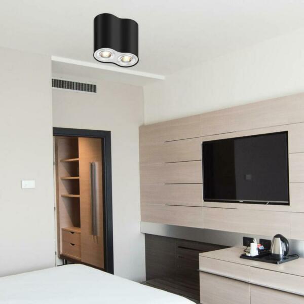 SPOT CARRE APPARENT POLYCARBONATE PLAFONNIER NOIR AB2-29