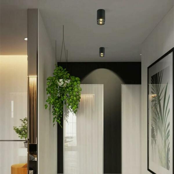 SPOT CARRE APPARENT POLYCARBONATE PLAFONNIER NOIR AB2-29