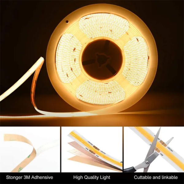 Guirlande tube light COB 12V 8mm 280 LED / M bobine de 5 Mètres Lumière jaune