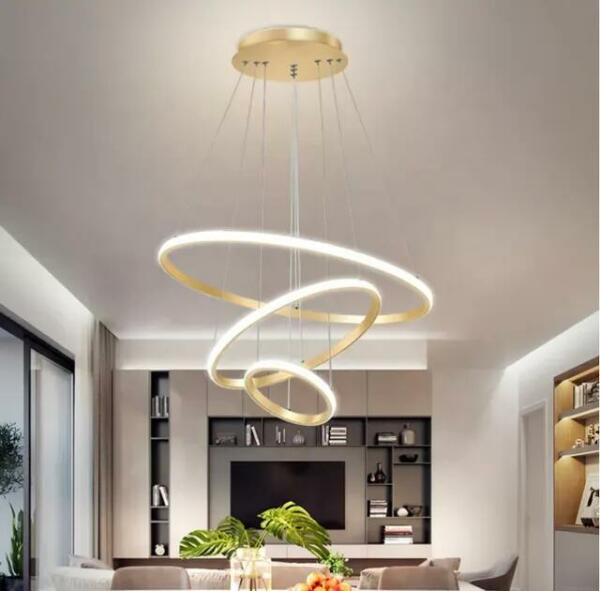 Lustre Led Doré diamètre 60cm 3 Couleurs de lumières B078G