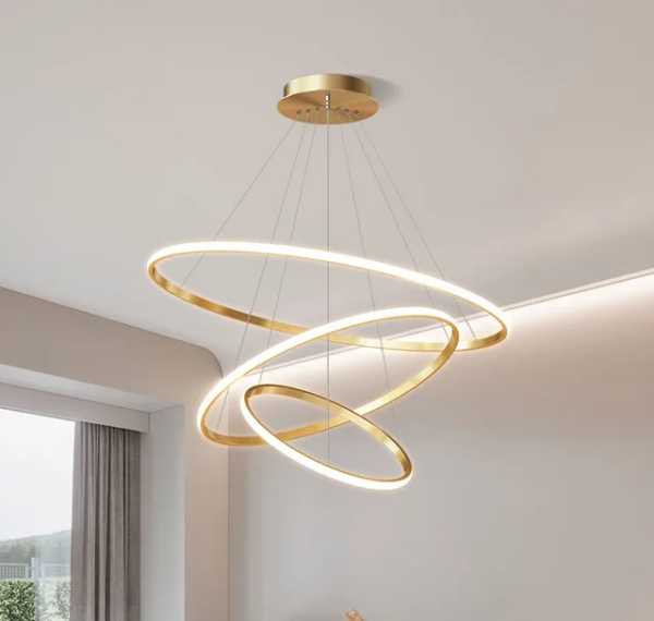 Lustre Led Doré diamètre 60cm 3 Couleurs de lumières B078G