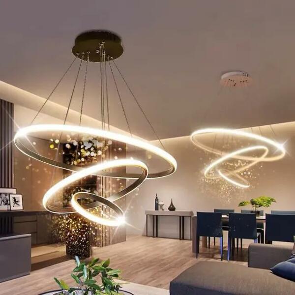Lustre Led Doré diamètre 60cm 3 Couleurs de lumières B078G
