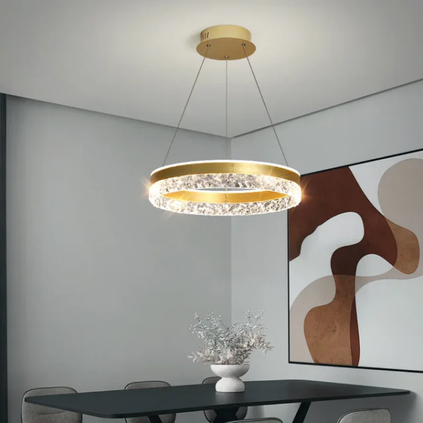 Lustre Led rond doré diamètre 50cm JH118G