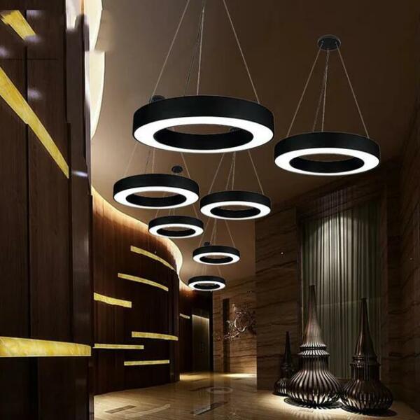 Lustre rond Led noir 60CM fil réglable BGD702