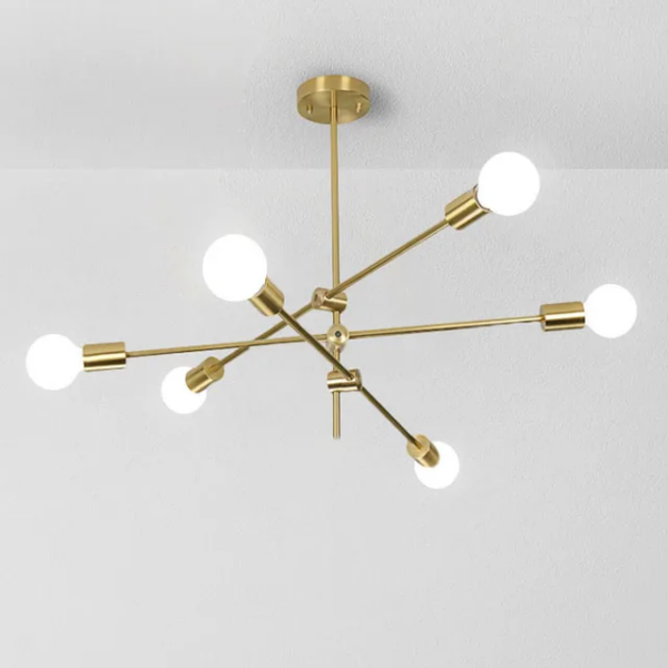 Lustre Gold en fer nordique moderne 6*E27 MBN001-6 & LD5908-6