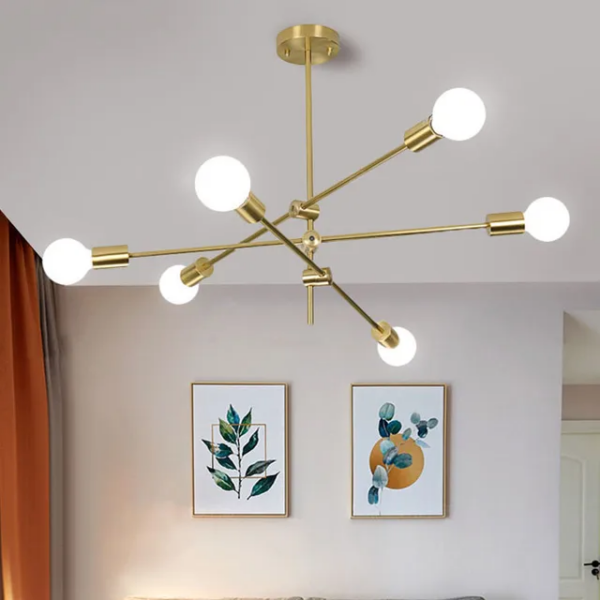 Lustre Gold en fer nordique moderne 6*E27 MBN001-6 & LD5908-6