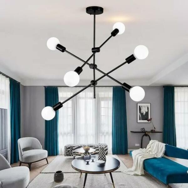 Lustre noir en fer nordique moderne 6*E27 LD5909-6