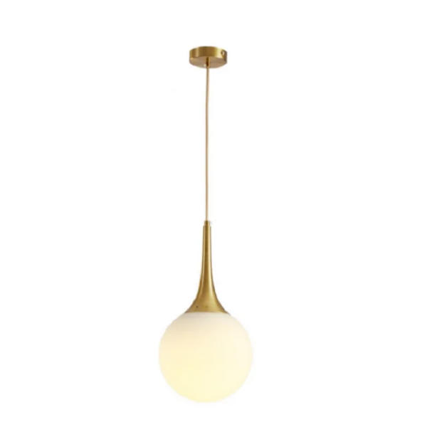 Suspension E27 avec boule en verre OPAL Ø 15cm fil réglable W1058