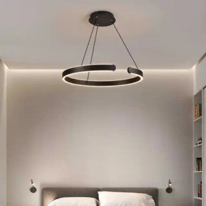 Lustre rond Led noir 40cm KX041