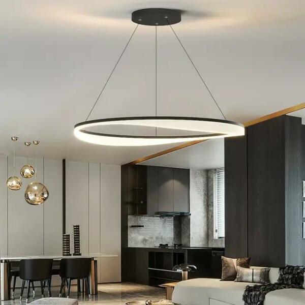 Lustre Led noir Anneau Acrylique 40cm KX057