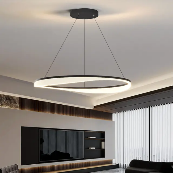 Lustre Led noir Anneau Acrylique 40cm KX057