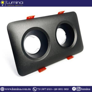Spot encastrable Aluminium carré double noir TN050S2