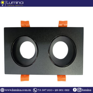 Spot encastrable Aluminium carré double noir 608S-2-F
