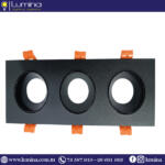 Spot encastrable Aluminium carré Triple Noir 608S-3-F