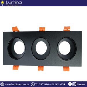 Spot encastrable Aluminium carré Triple Noir 608S-3-F