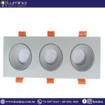 Spot encastrable Aluminium carré Triple Blanc 608S-3-F