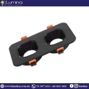 Spot encastrable polycarbonate orientable Carré Double Noir INDIRECTE 93mm S24013