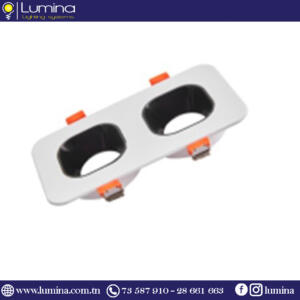 Spot encastrable polycarbonate orientable Carré Double Noir&BLANC INDIRECTE 93mm S24013