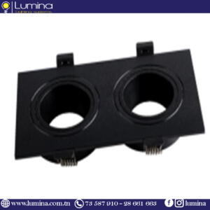 Spot encastrable polycarbonate orientable Carré Double Noir INDIRECTE  S21-02