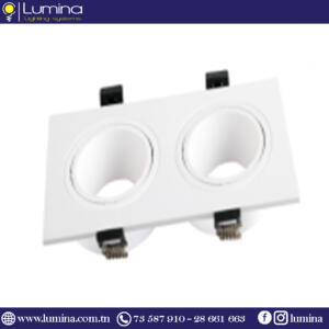 Spot encastrable polycarbonate orientable Carré Double blanc INDIRECTE  S21-02