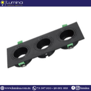 Spot encastrable polycarbonate orientable Carré Triple Noir INDIRECTE  S21-03