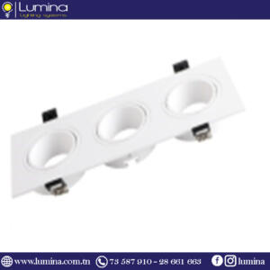 Spot encastrable polycarbonate orientable Carré Triple blanc INDIRECTE  S21-03