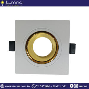 Spot encastrable polycarbonate orientable Carré Blanc&Gold INDIRECTE 93mm S21-01