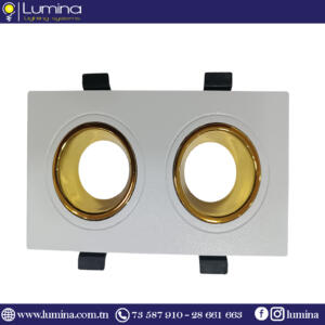Spot encastrable polycarbonate orientable Carré Double Blanc&Gold INDIRECTE  S21-02