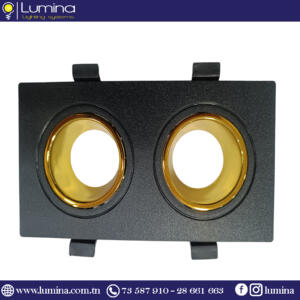 Spot encastrable polycarbonate orientable Carré Double Noir&Gold INDIRECTE  S21-02