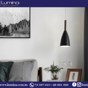 Luminaire suspension noire E27 B030-BK finition mate